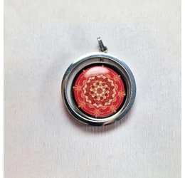 Mandala, piros - szerelem színe, fém forgó medál, életfával