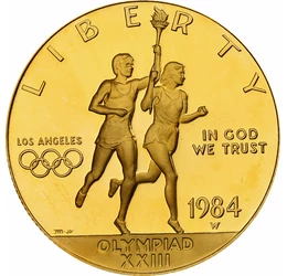 10 dollár, XXIII Olimpia,  Au 900, 16,718 g, 27 mm, USA, 1984