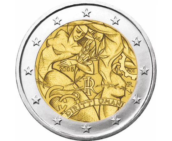Emberi Jogok, 2 euró emlékérme, Olaszország, 2008