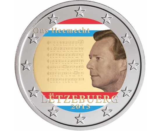 Nemzeti himnusz, 2 euró emlékérme, színezett, Luxemburg, 2013