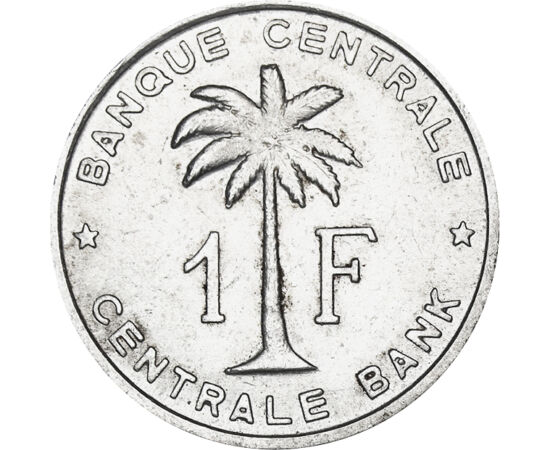 1 frank, Pálmafa, ,1957-1960 Belga-Kongó
