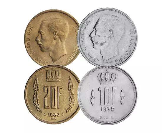 25centime,1,5,10 frank,1964-1984 Luxemburg