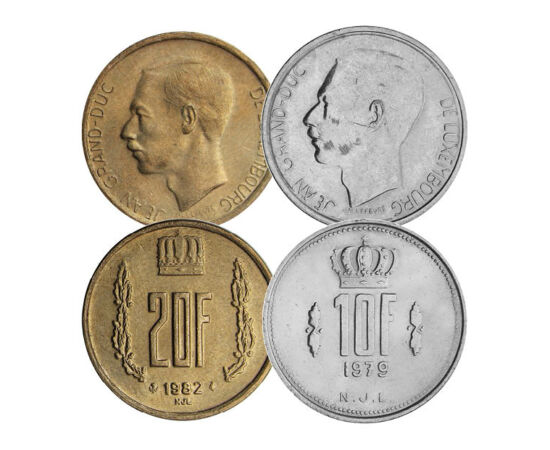 25centime,1,5,10 frank,1964-1984 Luxemburg