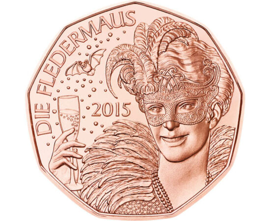 5 euró, Johann Strauss-Denevér, 2015 Ausztria