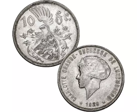 10 frank, Sarolta portré, Ag, 1929 Luxemburg