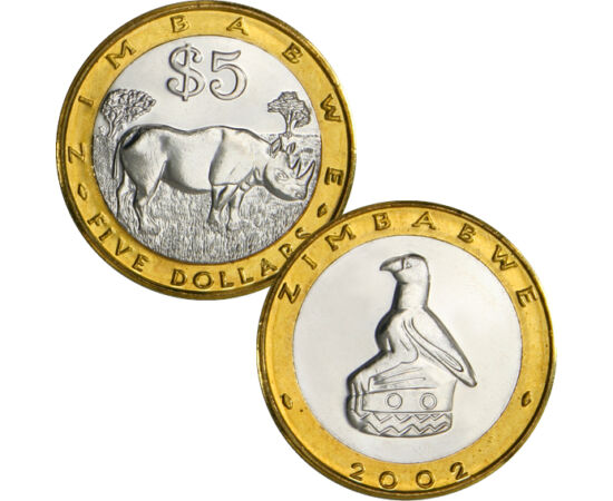 5 dollár, Védelmező madár,2001-2002 Zimbabwe