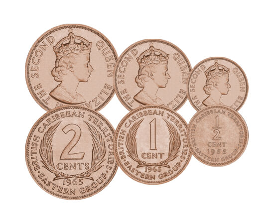 1/2, 1, 2 cent, 1955-1965 Brit-karibi Terület