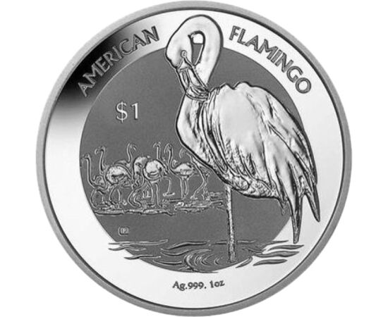 1 dollár, Flamingó, , színsúly, Ag 999, 31,1 g, Brit Virgin-szigetek, 2021