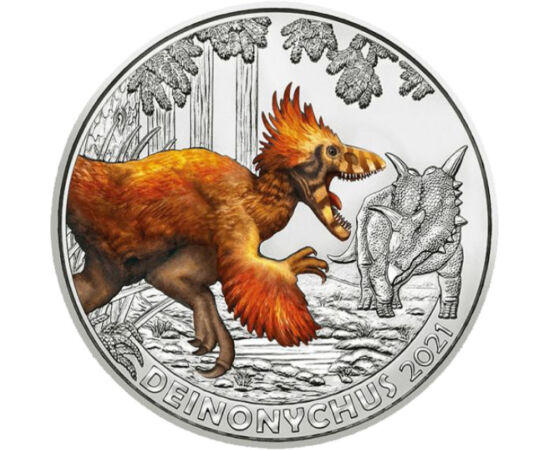 3 euró, Festett dinoszaurusz, , CuNi, 20 g, Ausztria, 2021