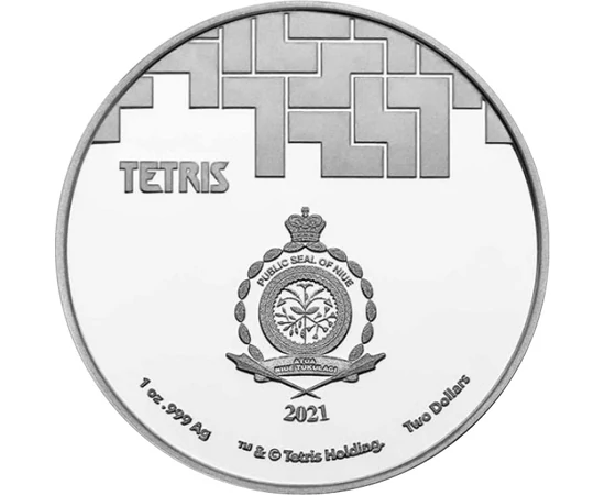2 dollár Tetris elemek címer   Ag 999 311 g Niue 2021
