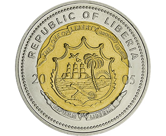5 dollár Címer  CuNi 64 g Libéria 2005