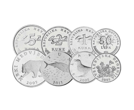 1, 2, 5, 10, 20, 50 lipa, 1, 2, 5 kuna, , 0, 0, Horvátország, 1993-2019