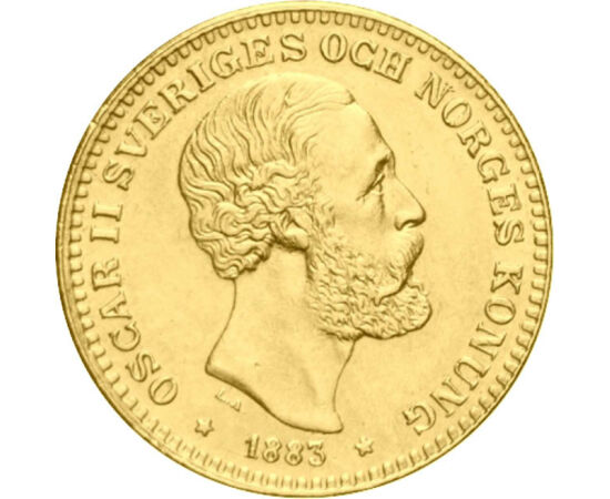  10 korona, II. Oszkár, Au,1873-1901, Svédország