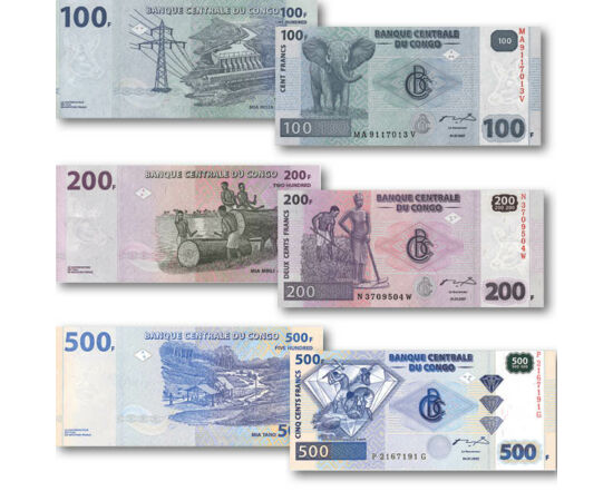 10, 20, 50, 100, 200, 500 frank, , 0, 0, Kongó, 2002-2007