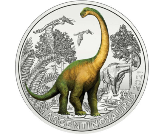 3 euró, Festett dinoszaurusz, , CuNi, 16 g, Ausztria, 2021