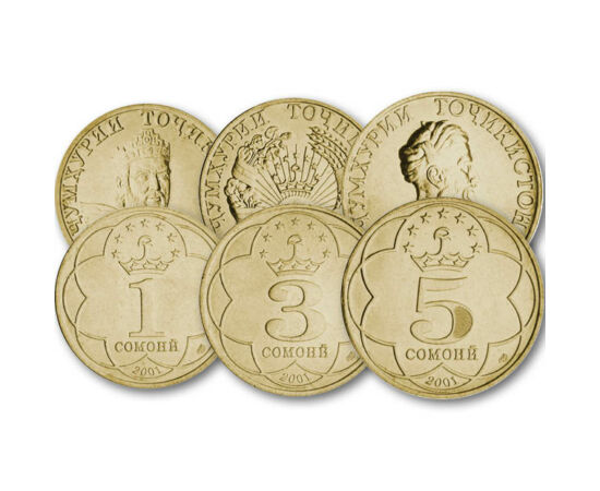 5, 10, 20, 25, 50 diram, 1, 3, 5 szomoni, , 0, 0, Tádzsikisztán, 2001-2006