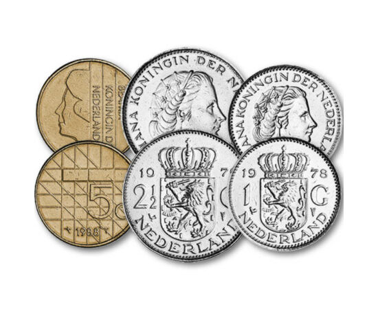 5, 10, 25 cent, 1, 2,5, 5 gulden, , 0, 0, Hollandia, 1950-2001