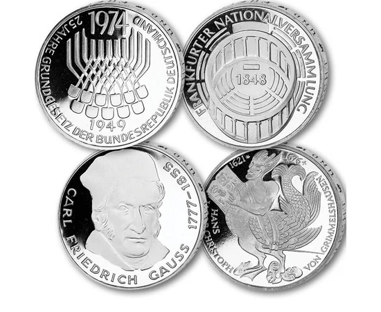Az utolsó 16 ezüst 5 márka, 16x5 márka, ezüst, Németország, 1970-1979