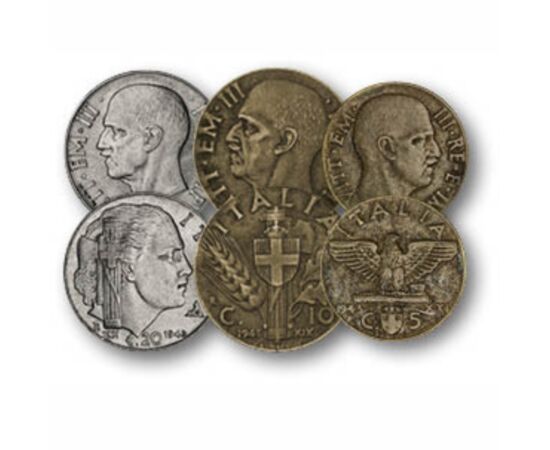 5, 10, 20, 50 centesimi, 1, 2 lira, , 0, 0, Olaszország, 1939-1943
