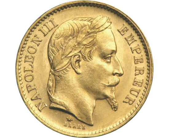  20 frank III.Napóleon,1861-70babérk, Franciaország