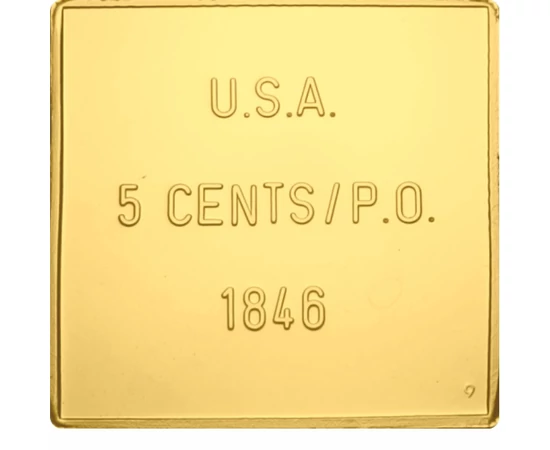 Thomas Jefferson, USA 5 cent, 1846 aranyozott bélyegérem