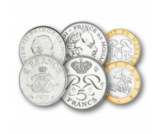 10, 20 centim, 0,5, 1, 2, 5, 10 frank, , 0, 0, Monaco, 1960-2000
