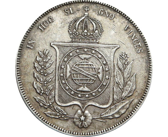 1000 reis, Címer, Ag 917, 12,75 g, Brazília, 1849-1866