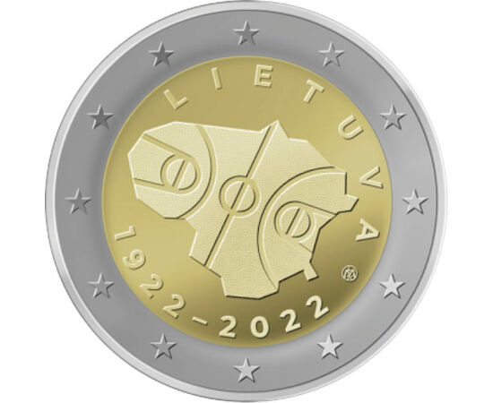 2 euró, Kosárlabda pálya, , CuNi, 8,52 g, Litvánia, 2022