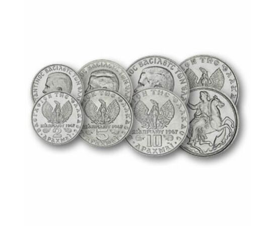10, 20, 50 lepta, 1, 2, 5, 10, 20 drachma, , 0, 0, Görögország, 1971-1973