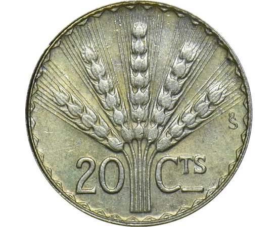 20 centesimo Öt búzakalász  Ag 720 3 g Uruguay 1942