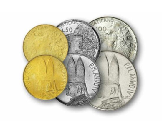 1, 2, 5, 10, 20, 50, 100 líra, , 0, 0, Vatikán, 1966