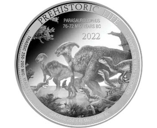 20 frank, Dinoszauruszok, , Ag 9999, 31,1 g, Kongó, 2022