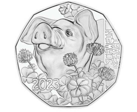 5 euró, Malac, lóhere, , Ag 925, 7,77 g, Ausztria, 2023