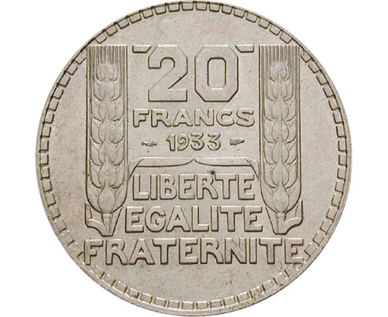  20 frank, Marianne, Ag, 1929-1939, Franciaország