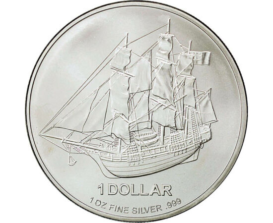 1 dollár, Bounty vitorlás, , színsúly, Ag 999, 31,1 g, Cook-szigetek, 2009-2010