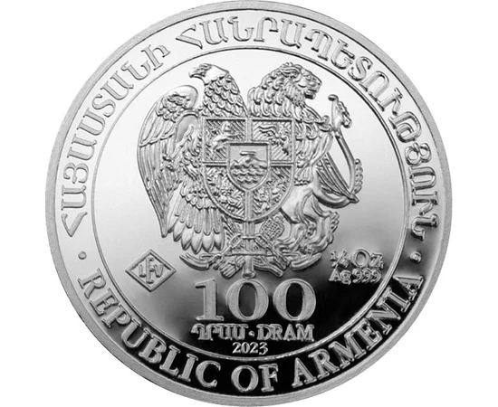 100 dram Címer   Ag 999 778 g Örményország 2023