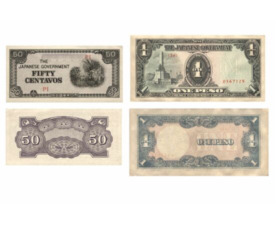 1, 5, 10, 50 centavo, 1 peso, , 0, 0, Fülöp-szigetek, 1942-1943