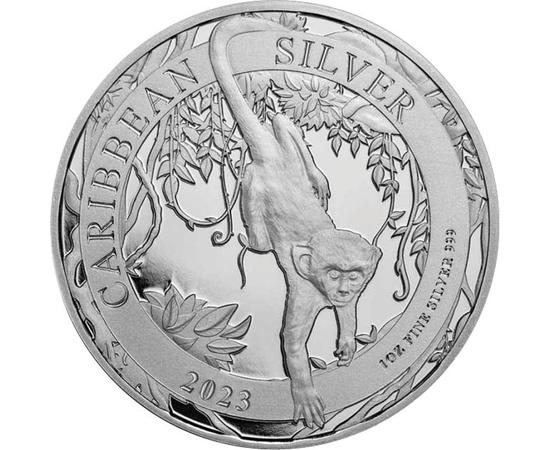 1 dollár, Zöld majom, , Ag 999, 31,1 g, Barbados, 2023