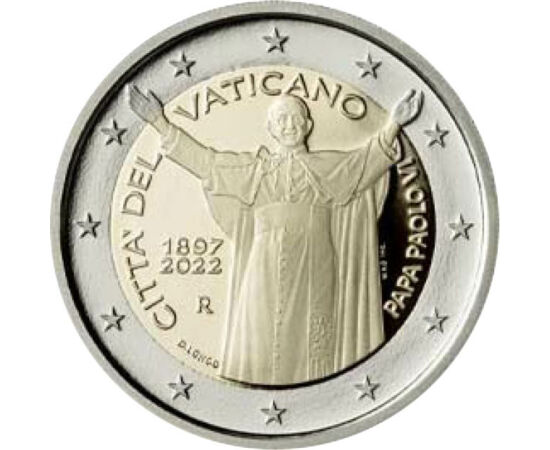 2 euró, VI. Pál pápa, , CuNi, 8,5 g, Vatikán, 2022
