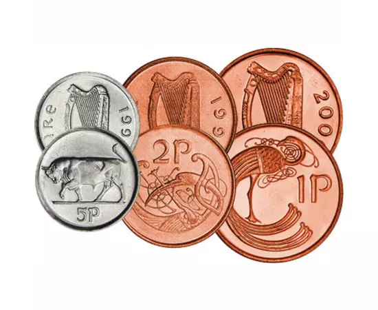 1, 2, 5, 10, 20, 50 penny, 1 font , , 0, 0, Írország, 1970-2000