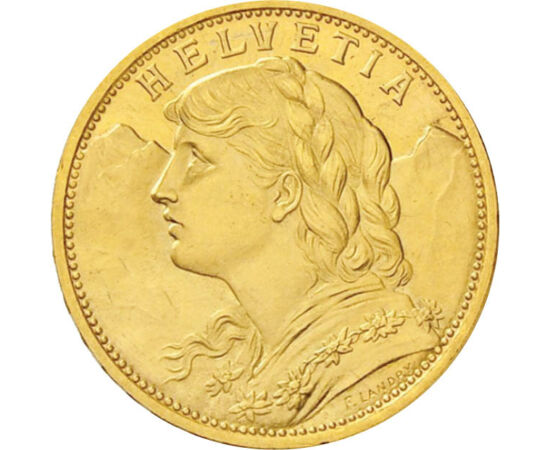  20 frank, Vreneli, 1883-1949, arany, Svájc