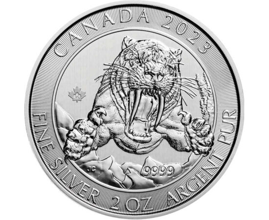 10 dollár, Kardfogú tigris, , Ag 9999, 62,2 g, Kanada, 2023