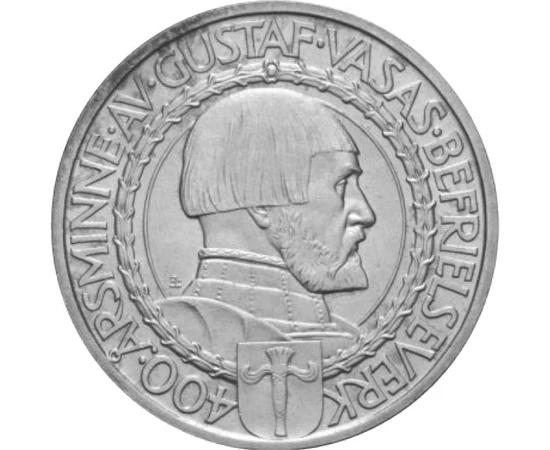  2 korona, Vasa Gusztáv, Ag, 1921, Svédország