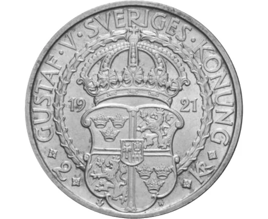  2 korona Vasa Gusztáv Ag 1921 Svédország