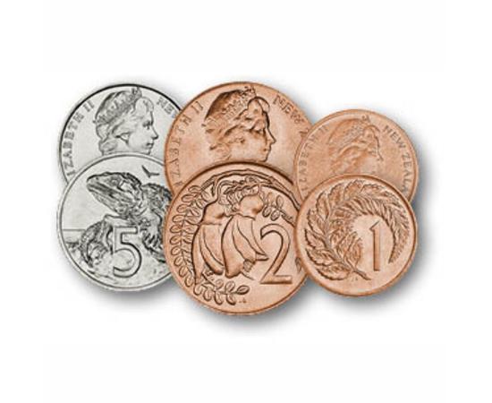 1, 2, 5, 10, 20, 50 cent, , 0, 0, Új-Zéland, 1967