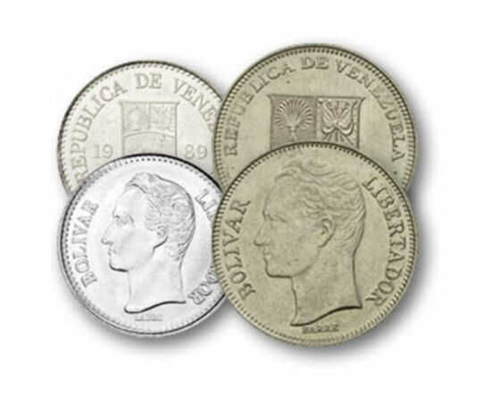 25, 50 centimos, 1 bolivar, , 0, 0, Venezuela, 1989-1990