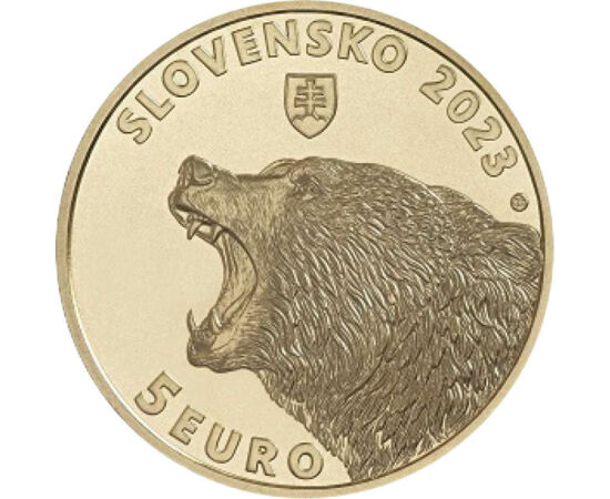 5 euró, Medve bocsaival, CuNi, 19,1 g, Szlovákia, 2023