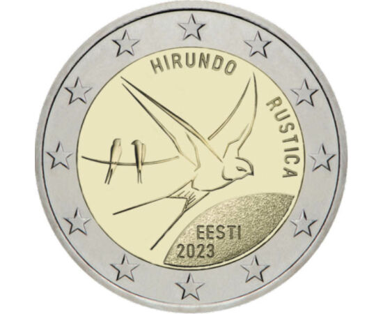 2 euró, Füsti fecske, , CuNi, 8,5 g, Észtország, 2023