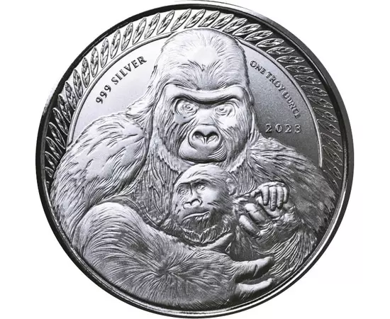 500 frank, Ezüsthátú gorilla, , Ag 999, 31,1 g, Kongó, 2023