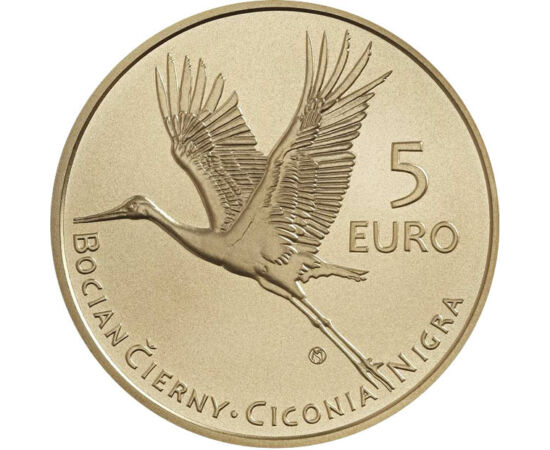 5 euró, Fekete gólya, , CuNi, 19 g, Szlovákia, 2023